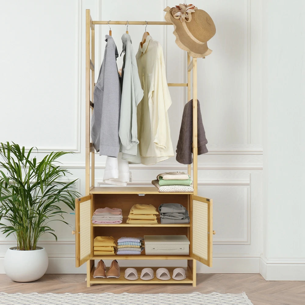 Wisfor Free Standing Bamboo Clothes Rack And Coat Stand