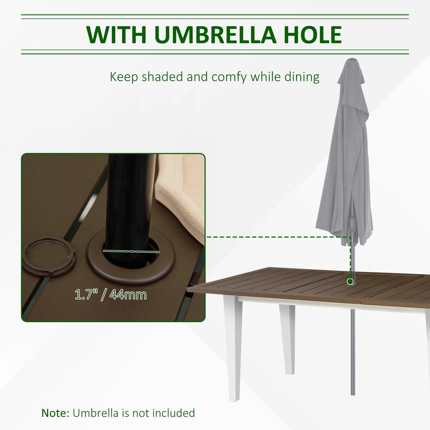 Outdoor Aluminum Dining Set With Umbrella Hole