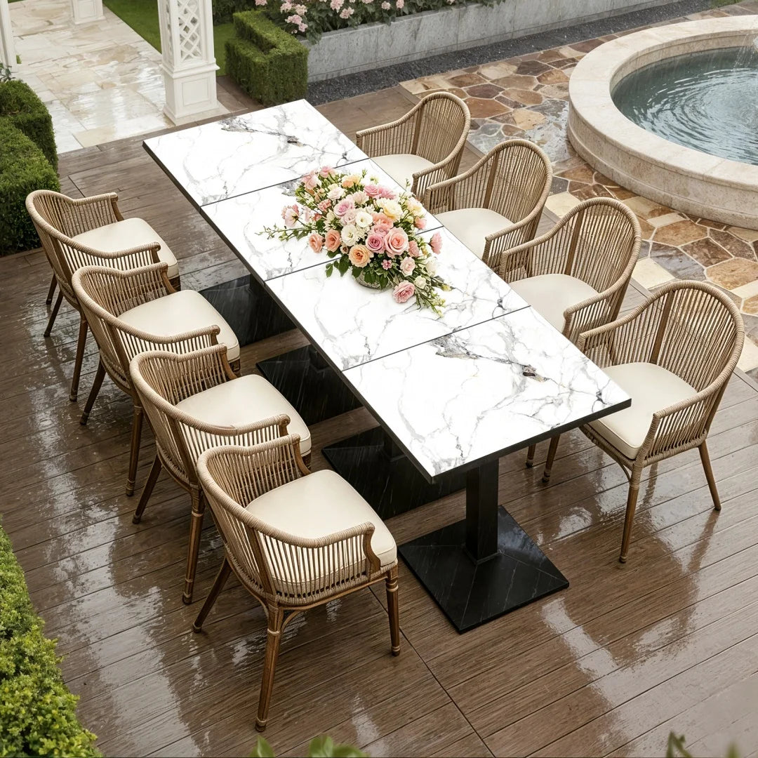 Luvodi Rectangular Dining Table With Pedestal Base