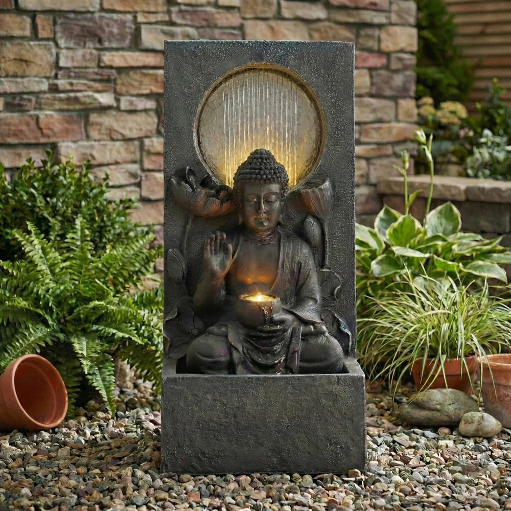 Outdoor Buddha Waterfall Fountain Zen Water Feature