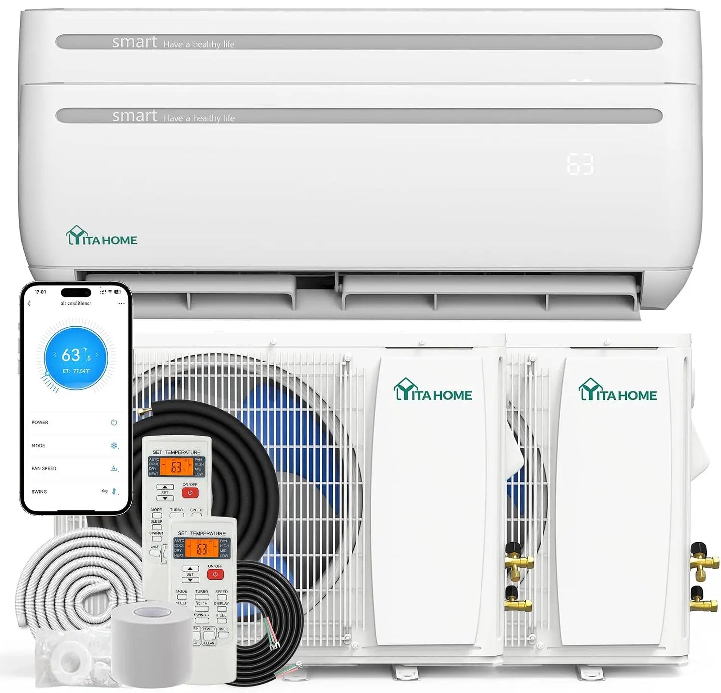 Dual Zone 24000 BTU Mini Split AC And Heating System