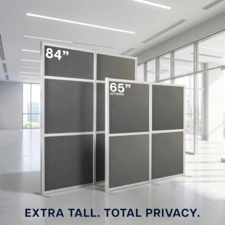 Modern Professional Office Cubicle Dividers: Dark Gray Freestanding Privacy Panel, PP-MWS84D, 76 x 84 inch, Modular Wall System