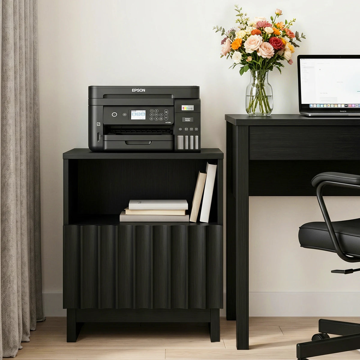 TinyNest Modern Fluted Nightstand With Storage