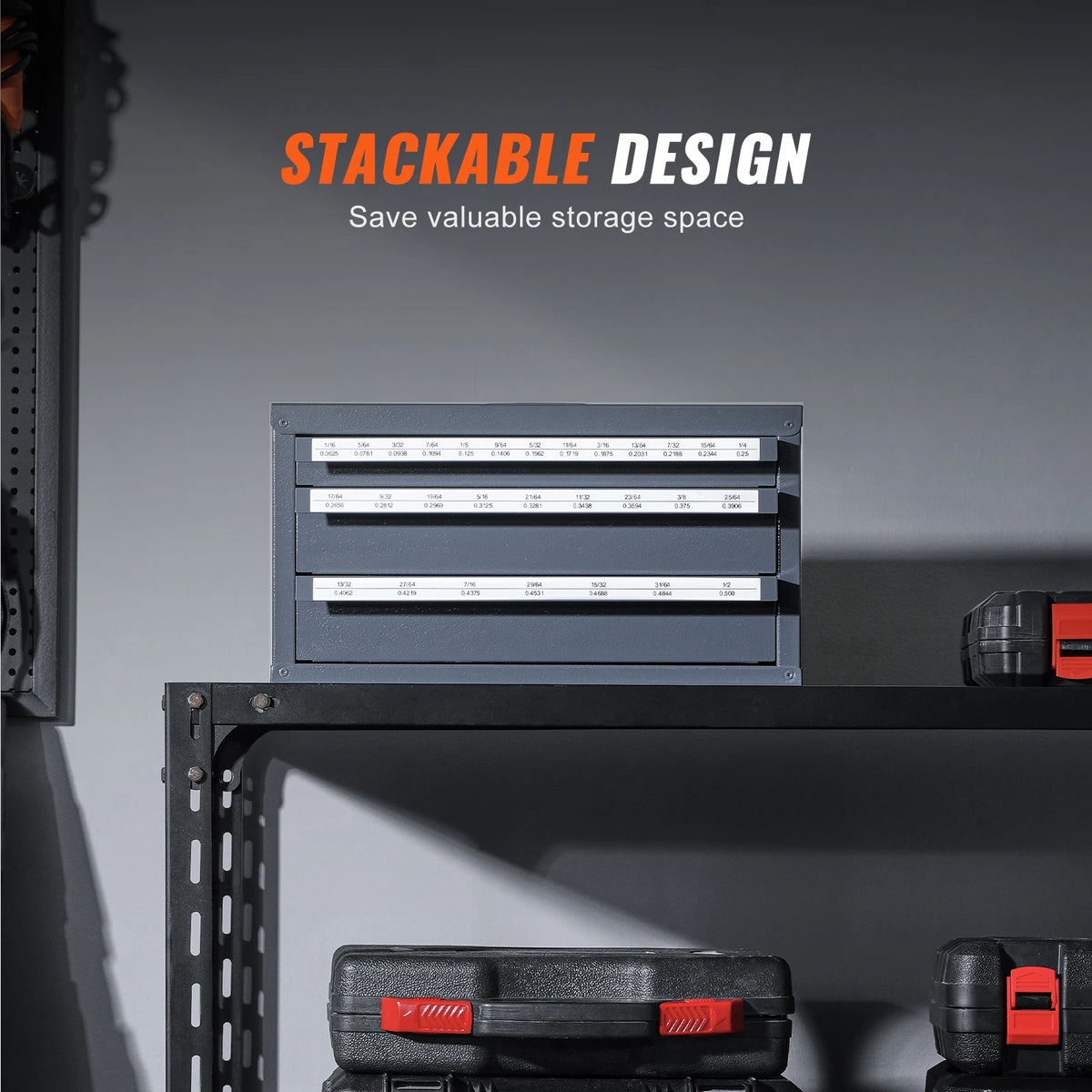 SucceBuy Steel Drill Bit Organizer Cabinet