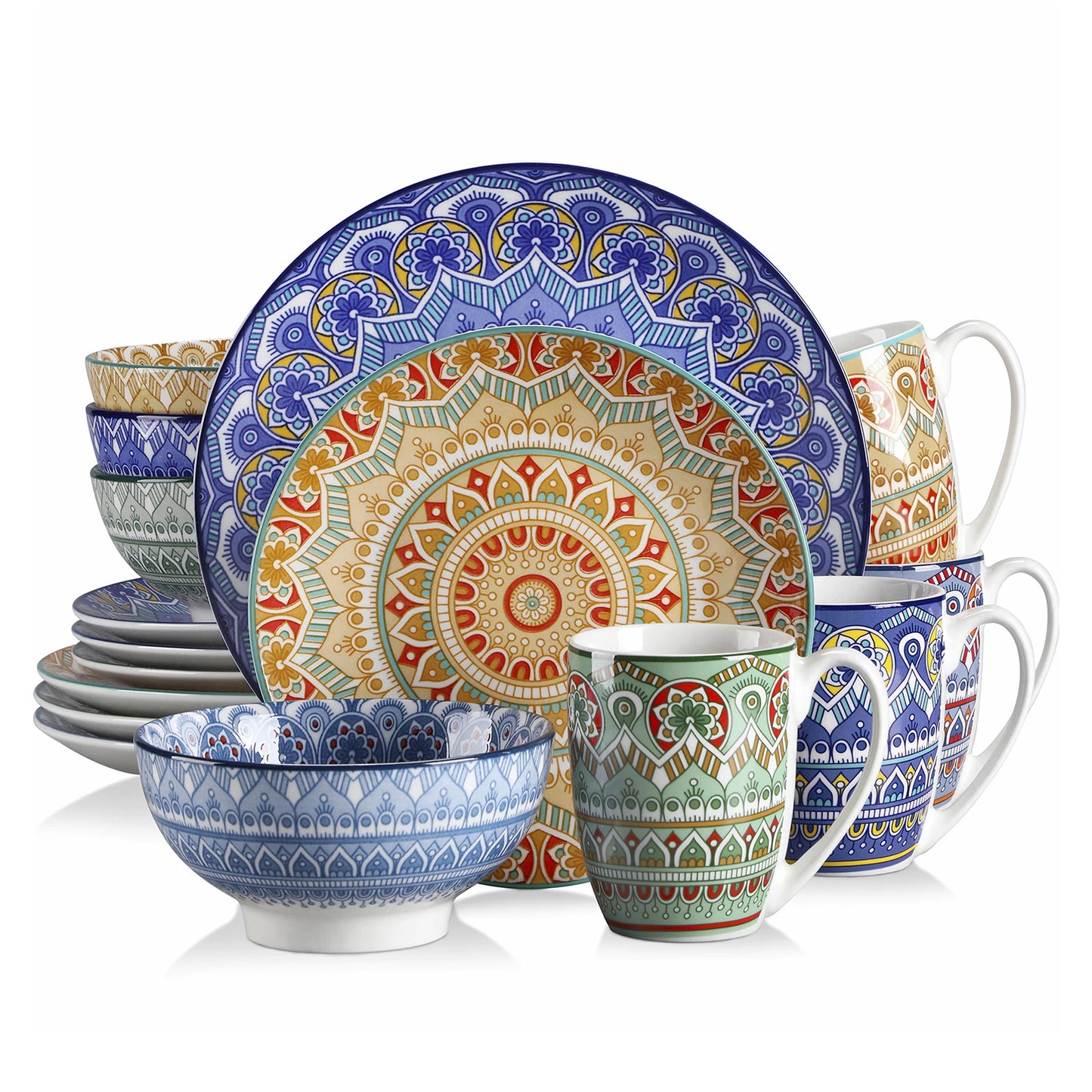 Malacasa Bohemian Mandala Ceramic Dinnerware Set