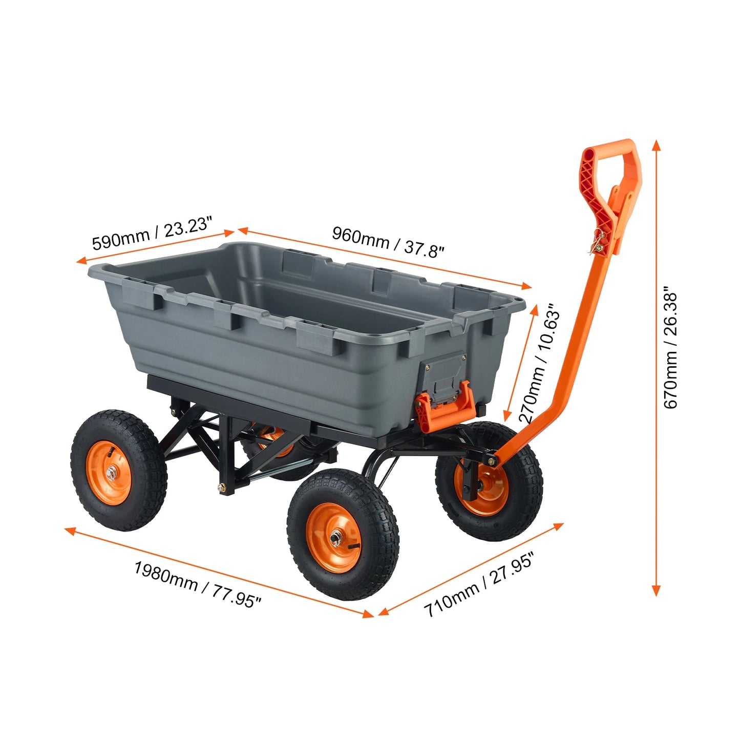 SucceBuy Steel Frame Garden Dump Cart
