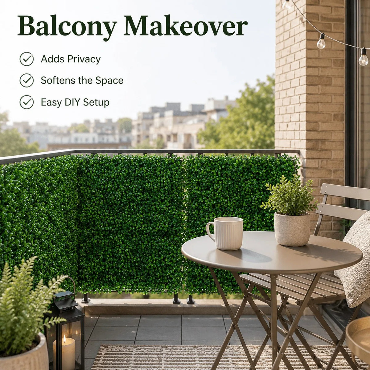 Boxwood Hedge Panels Artificial Plant Wall Privacy Screen