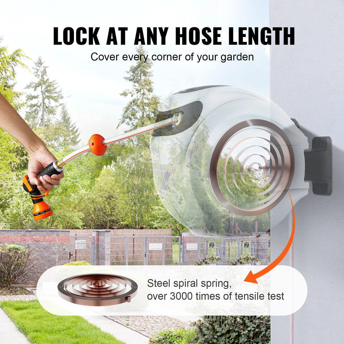 SucceBuy Retractable Hose Reel With 180 Degree Swivel