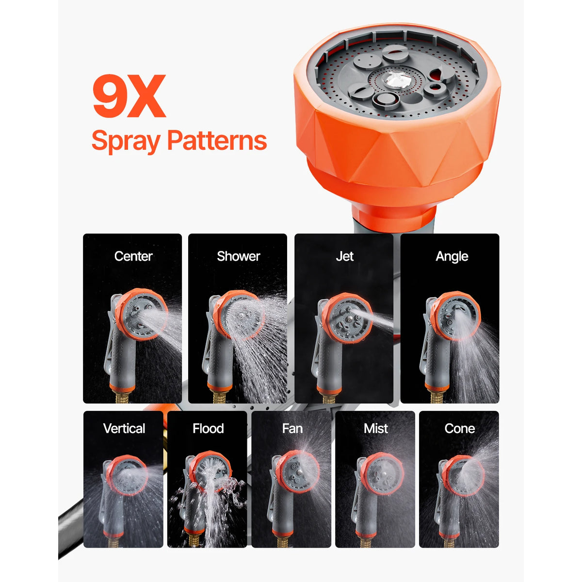 SucceBuy Retractable Garden Hose Reel With 9-Pattern Nozzle
