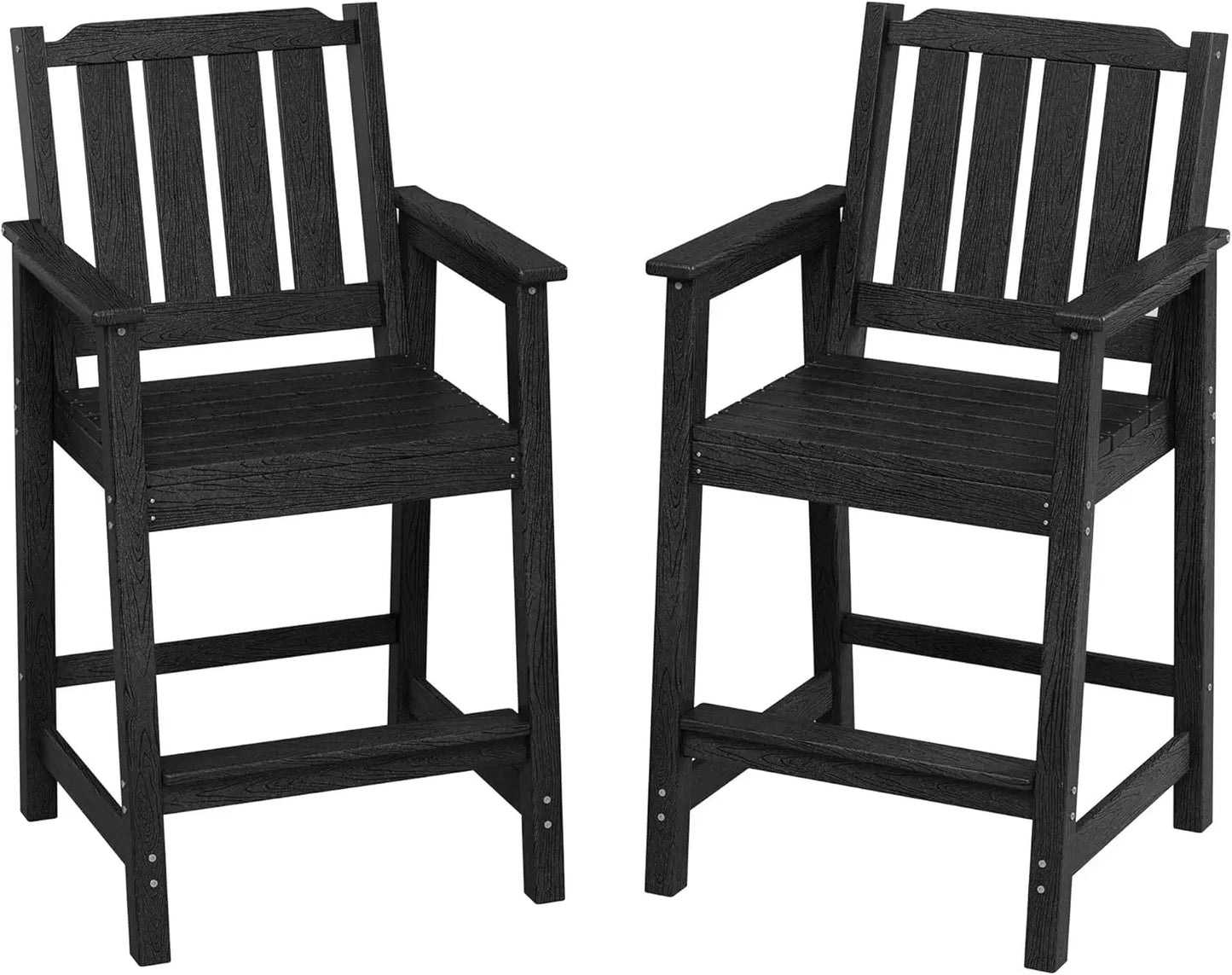 HiMISS All Weather HDPE Bar Height Chair Set Two Pack