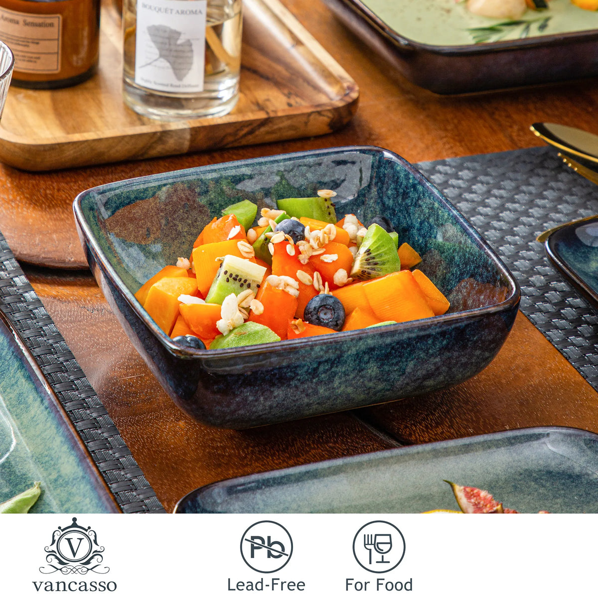 Malacasa 16 Piece Green Ceramic Dinner Set For Four