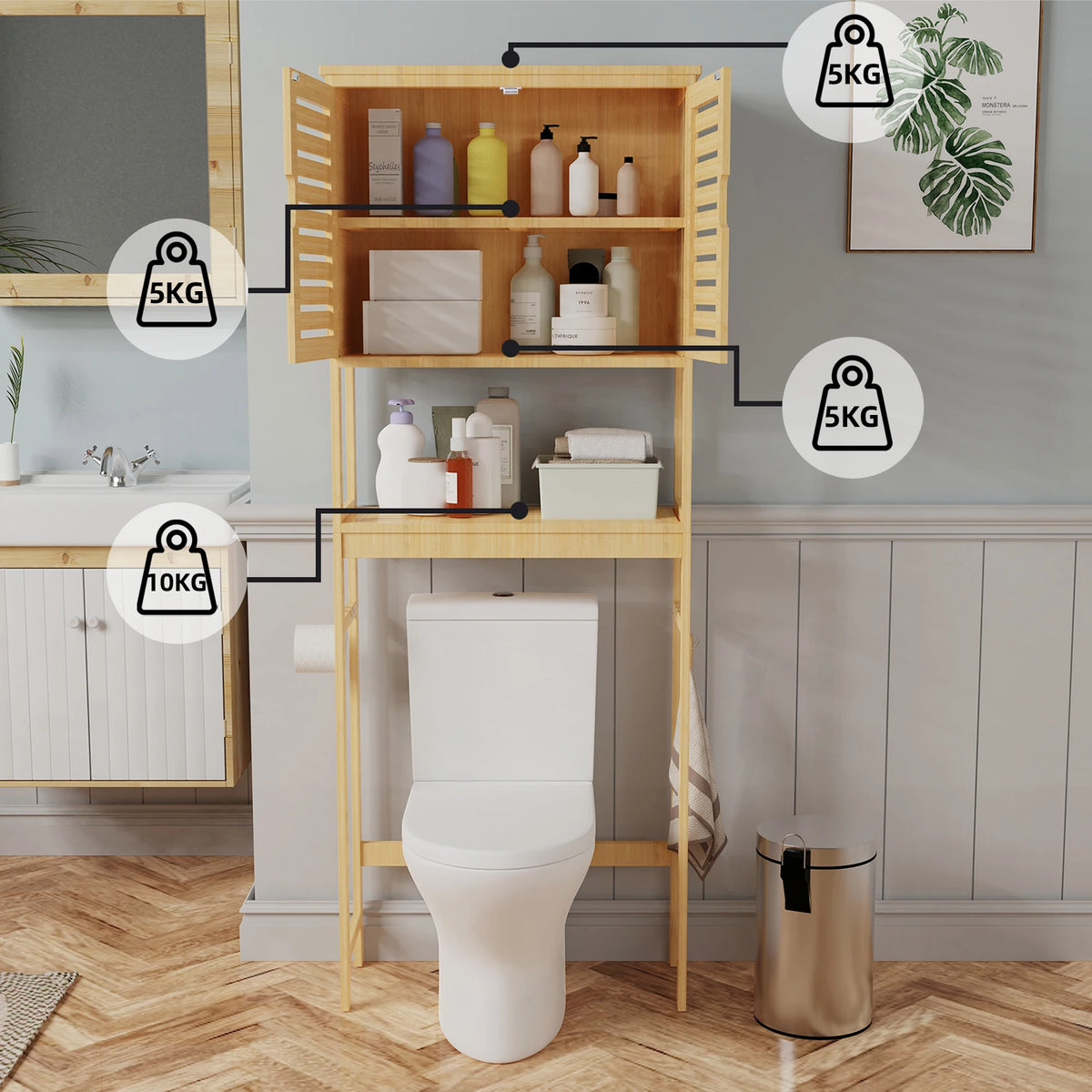 Wisfor Bamboo Over The Toilet Storage Cabinet