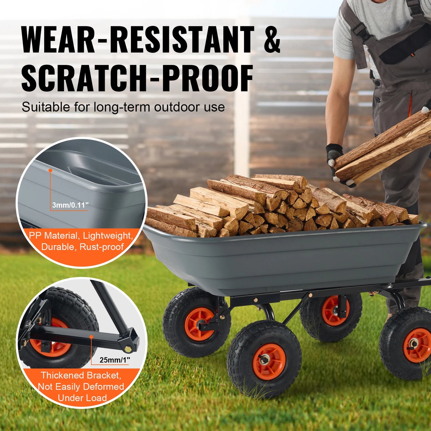 SucceBuy Steel Frame Garden Dump Cart
