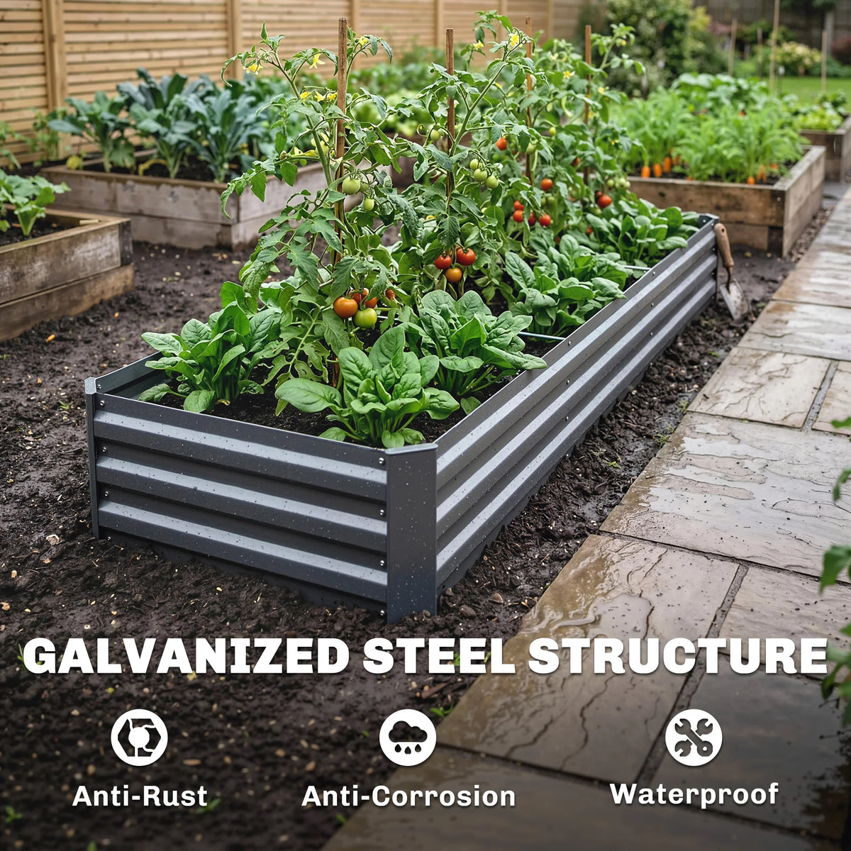 Outsunny Galvanized Raised Garden Bed Planter