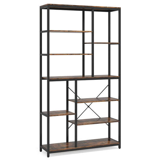Tribesigns 9-Tier Industrial Bookcase Open Shelves