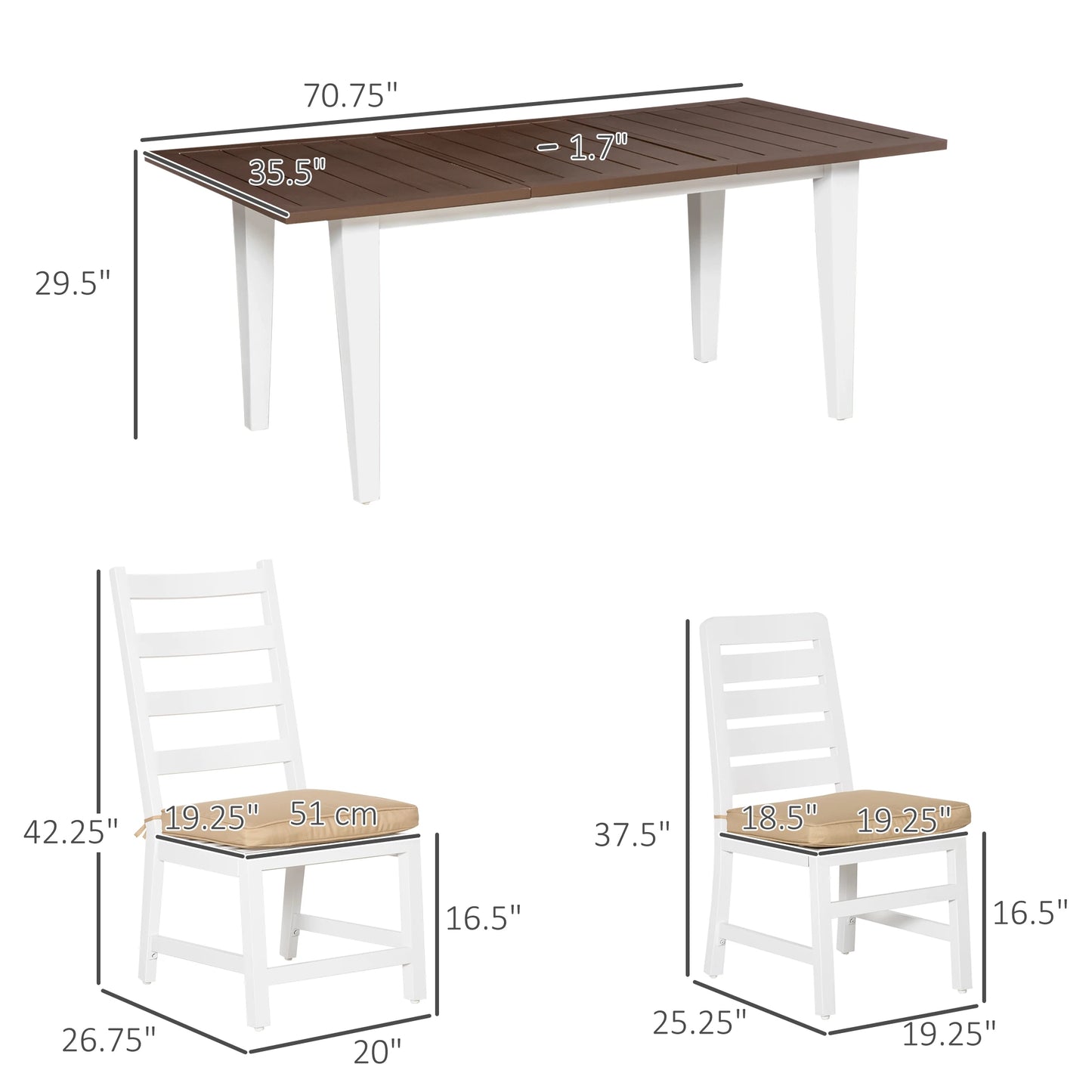Outdoor Aluminum Dining Set With Umbrella Hole