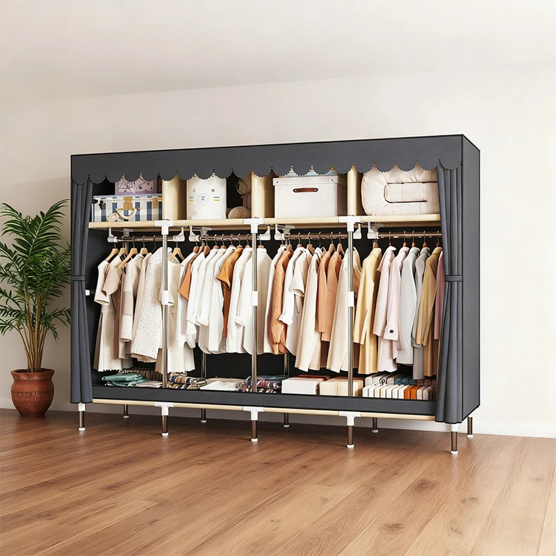 ArluKin Heavy Duty Fabric Wardrobe With Metal Frame
