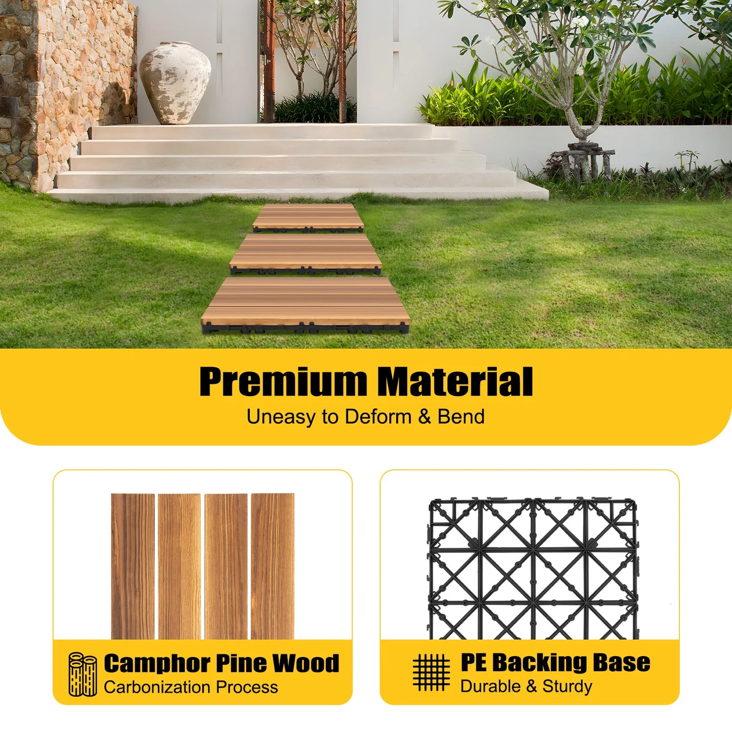 Bymaocar Camphor Pine Wood Outdoor Flooring Tiles