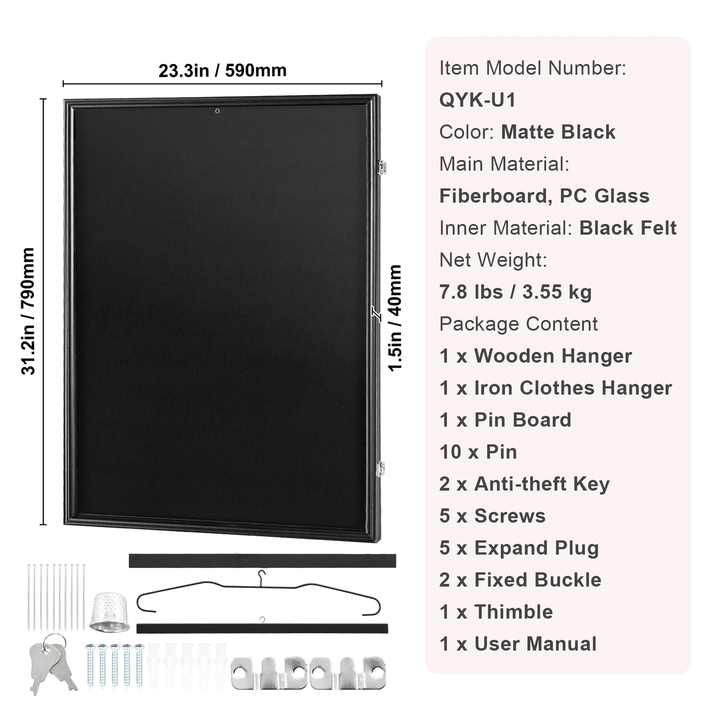 SucceBuy Jersey Display Case Large Lockable UV Shadow Box