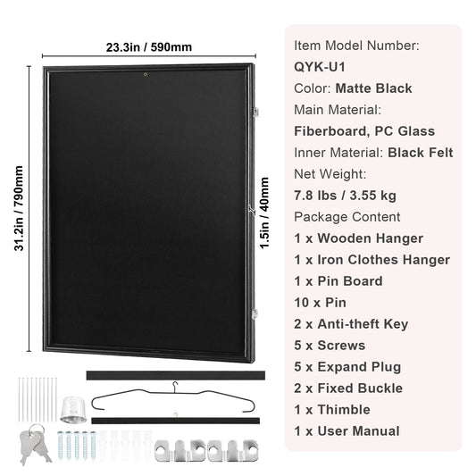 SucceBuy Jersey Display Case Large Lockable UV Shadow Box