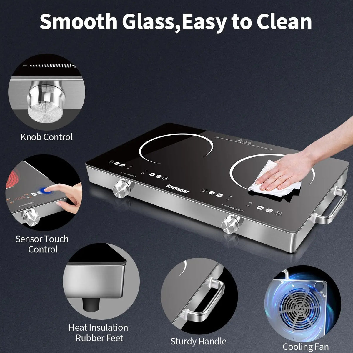 Karinear Two Zone Ceramic Electric Countertop Hob