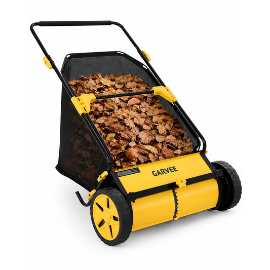 HiMISS Push Lawn Sweeper Leaf And Grass Collector
