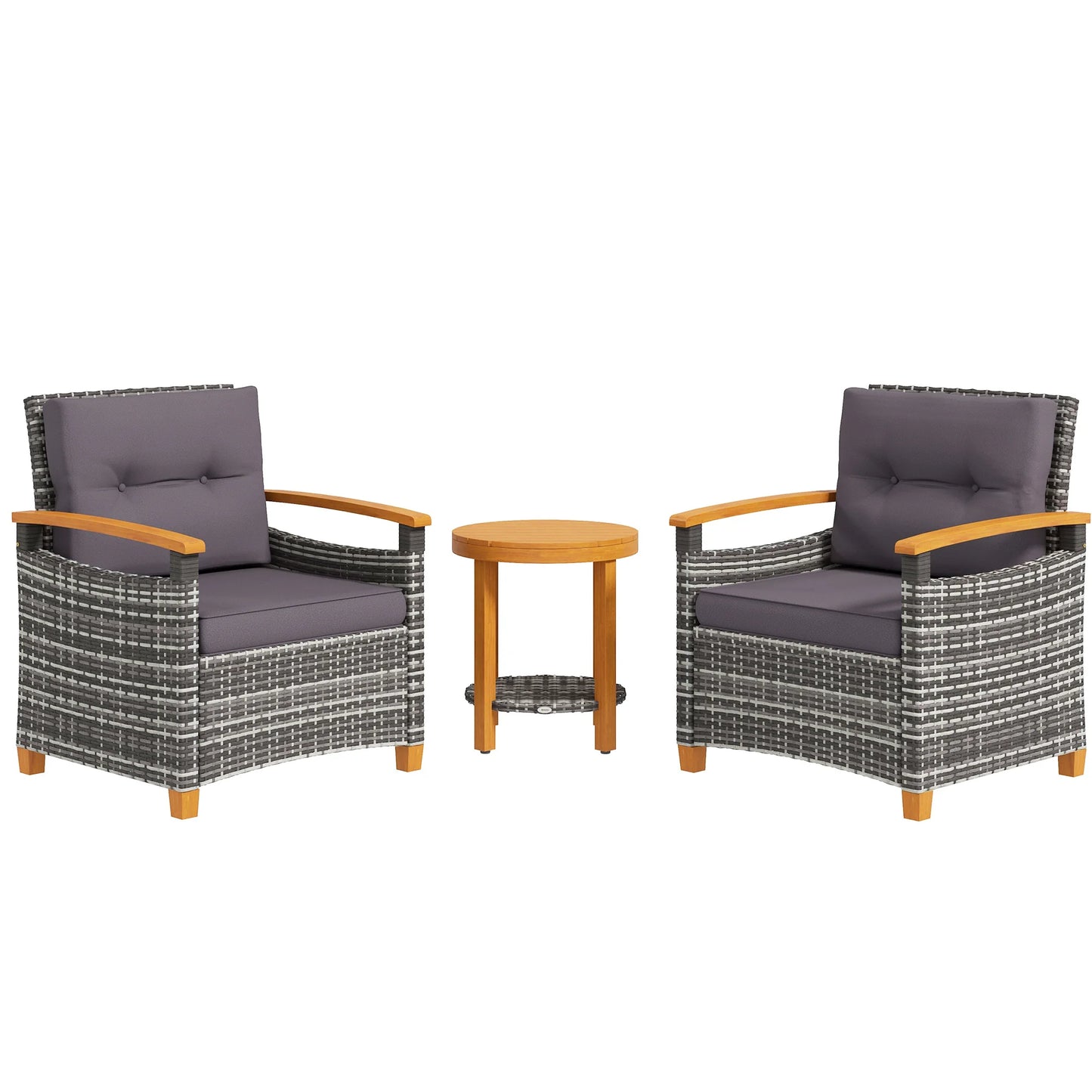 Wicker Patio Bistro Set Outdoor With Cushions