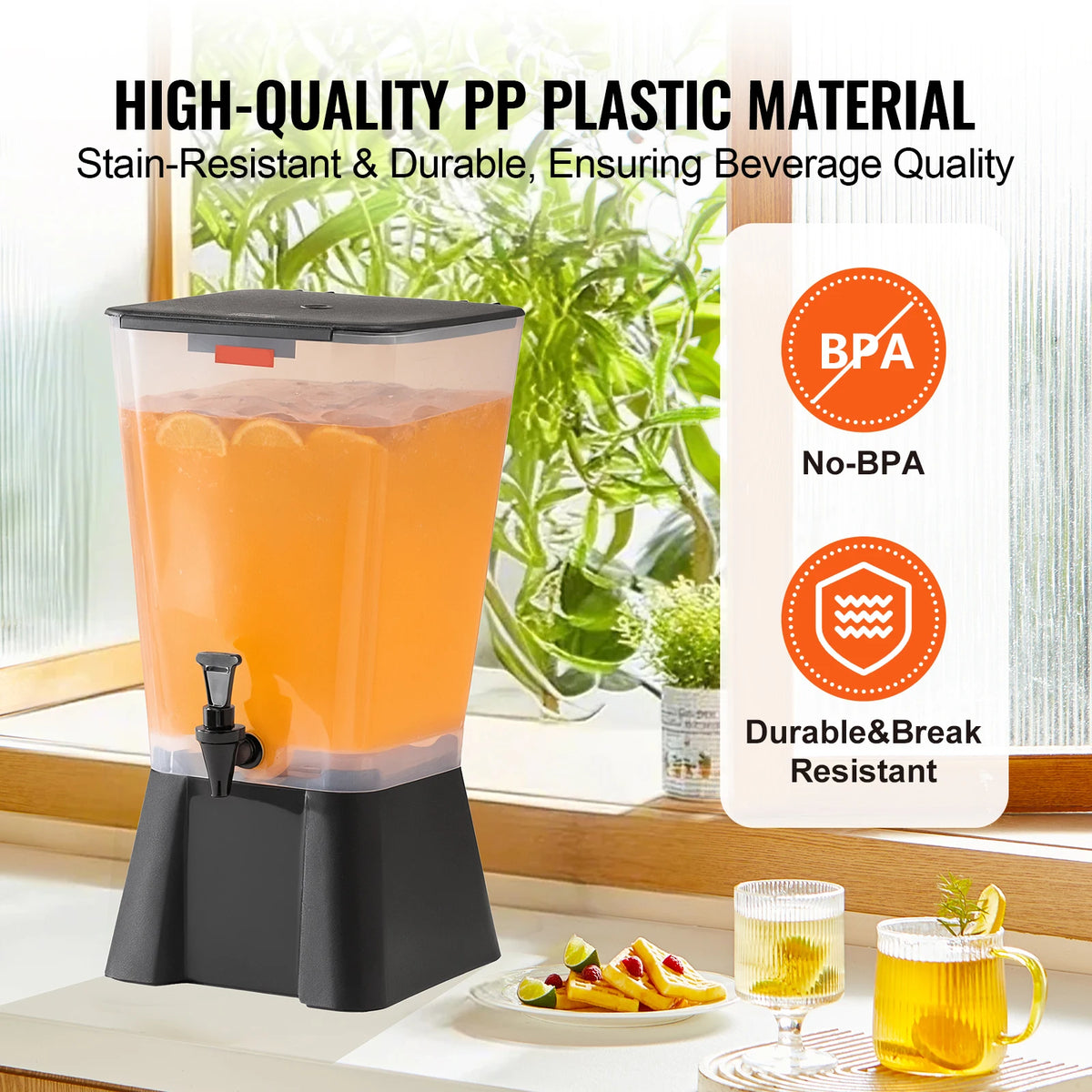 SucceBuy Beverage Dispenser 5Gallon Drink Dispenser with No-Drip Spigot Iced Tea Lemonade Juice Water Dispensers for Restaurants