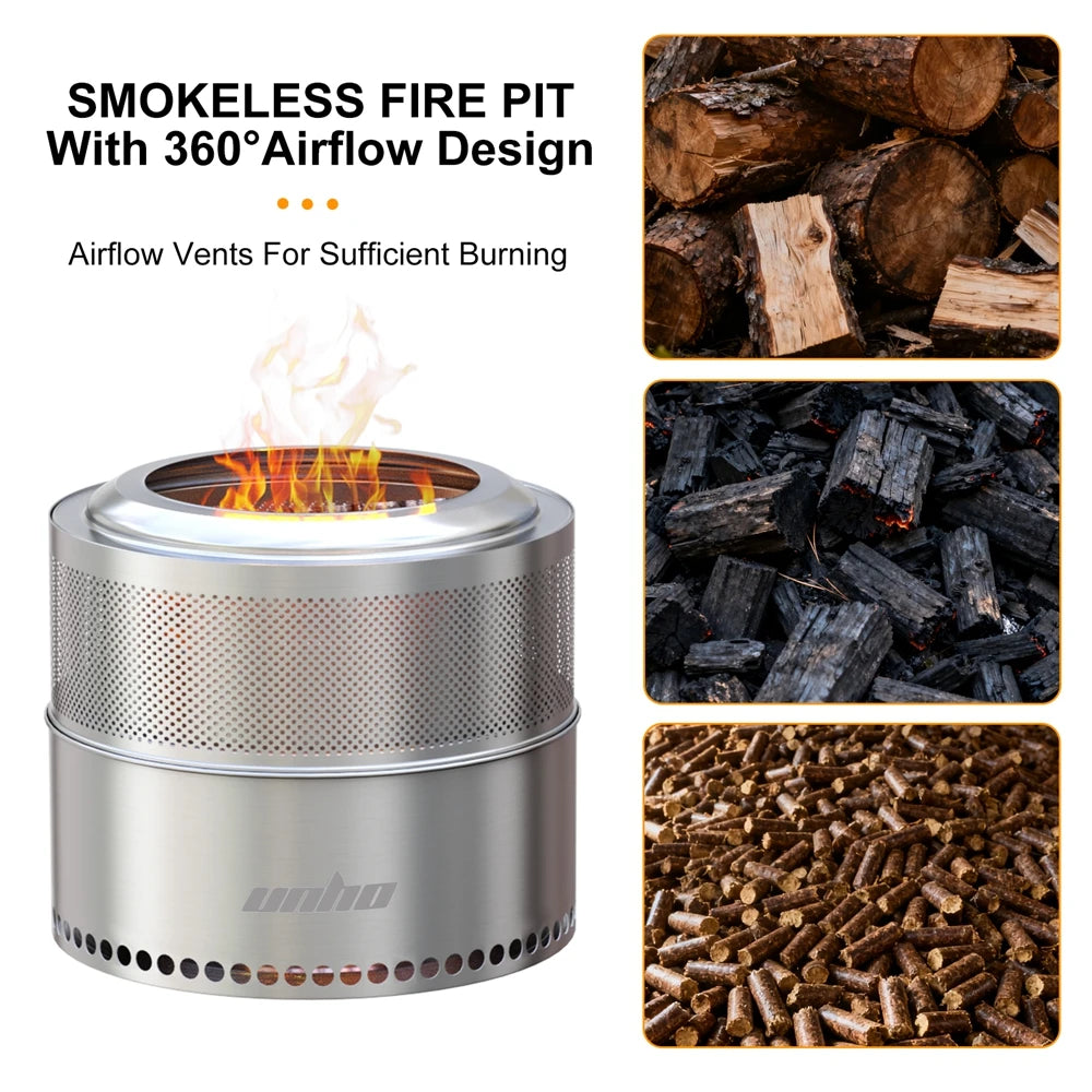 Smokeless Fire Pit Outdoor Wood Burning Portable Stove