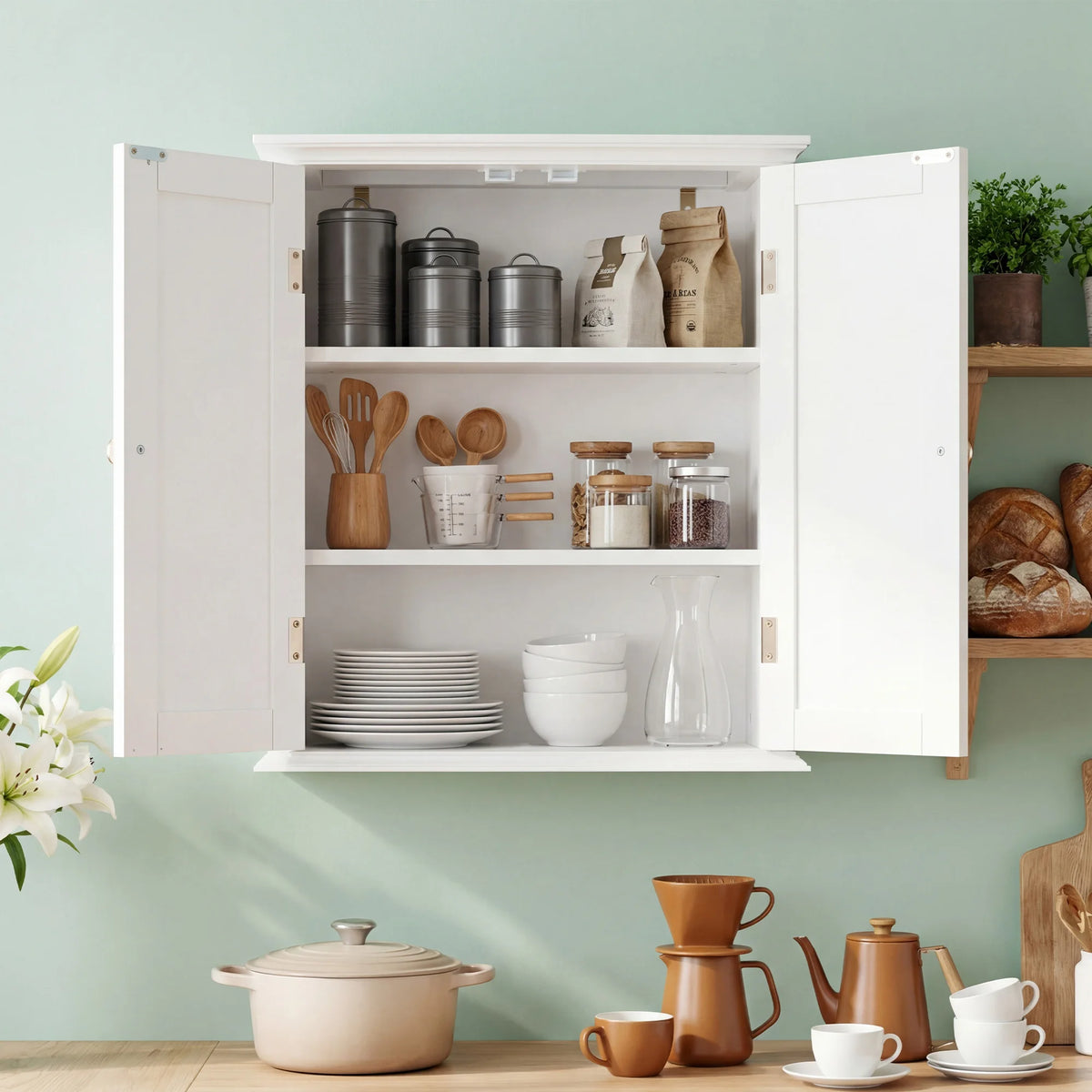 JHK Wall Mounted Cabinet With Two Doors For Living Room
