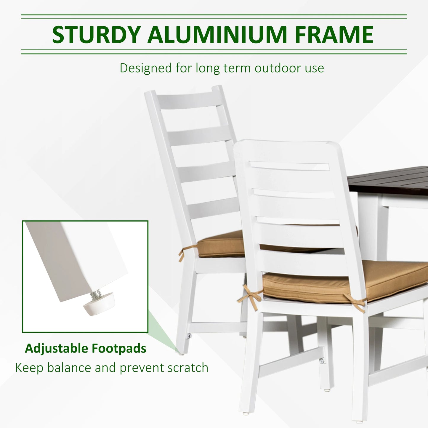 Outdoor Aluminum Dining Set With Umbrella Hole