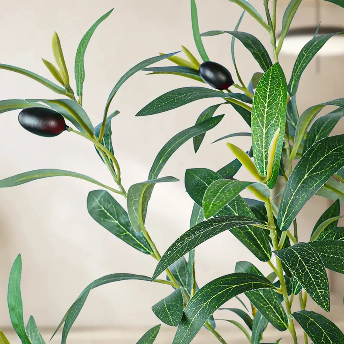 5/6/7/8FT Olive Tree Artificial Indoor Faux Olive Tree in Black Pot Fluffy Artificial Plants with Natural Wood Trunk and PE Lifelike Fruits for Home Bedroom Office Decor
