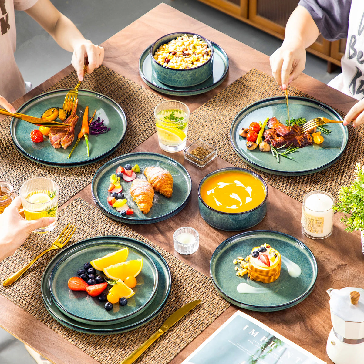 MALACASA Ceramic Dinnerware Set 12-36 Piece Reactive Glaze