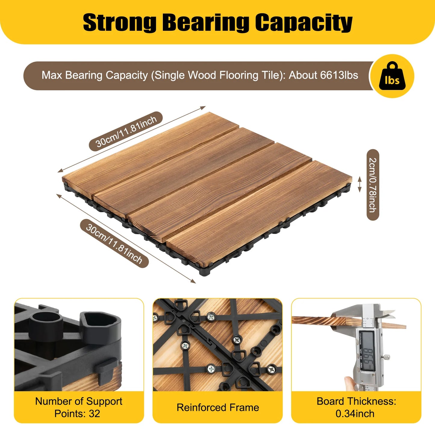 Bymaocar Camphor Pine Wood Outdoor Flooring Tiles