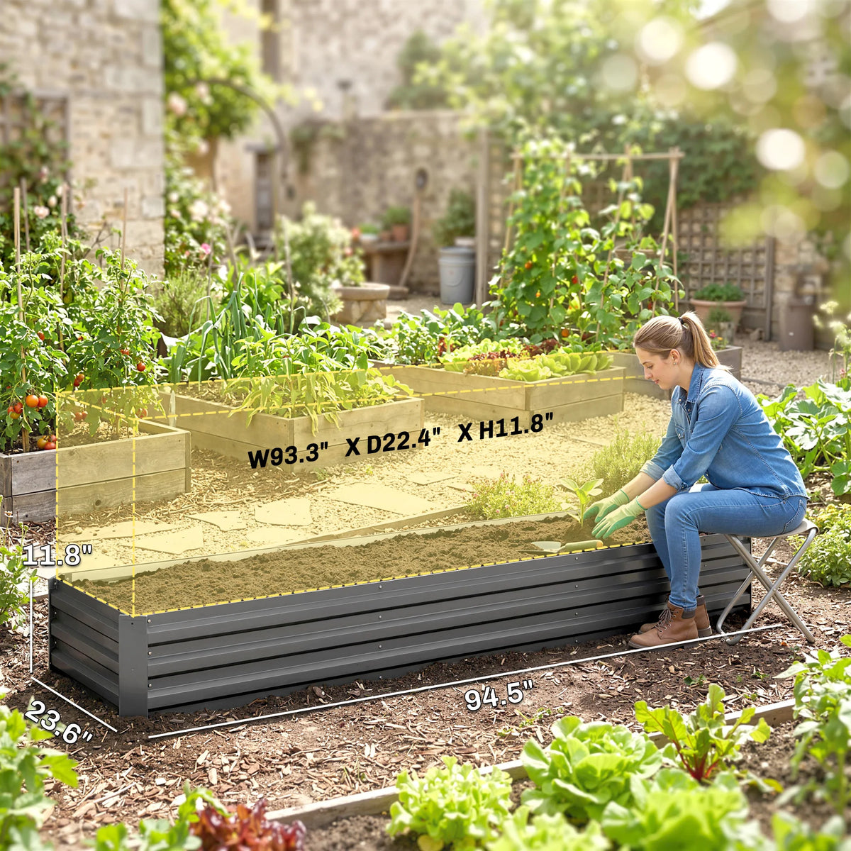 Outsunny Galvanized Raised Garden Bed Planter