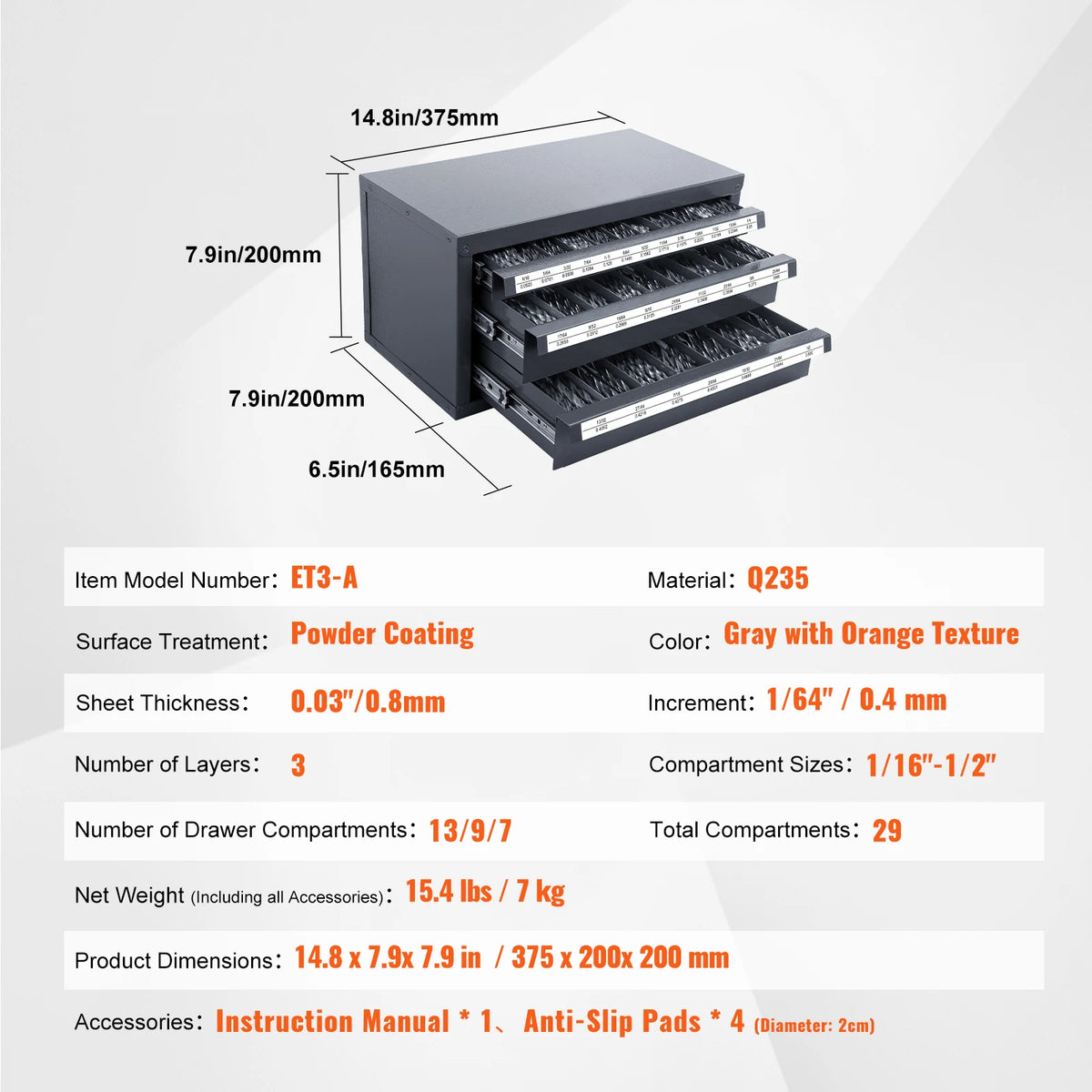 SucceBuy Steel Drill Bit Organizer Cabinet