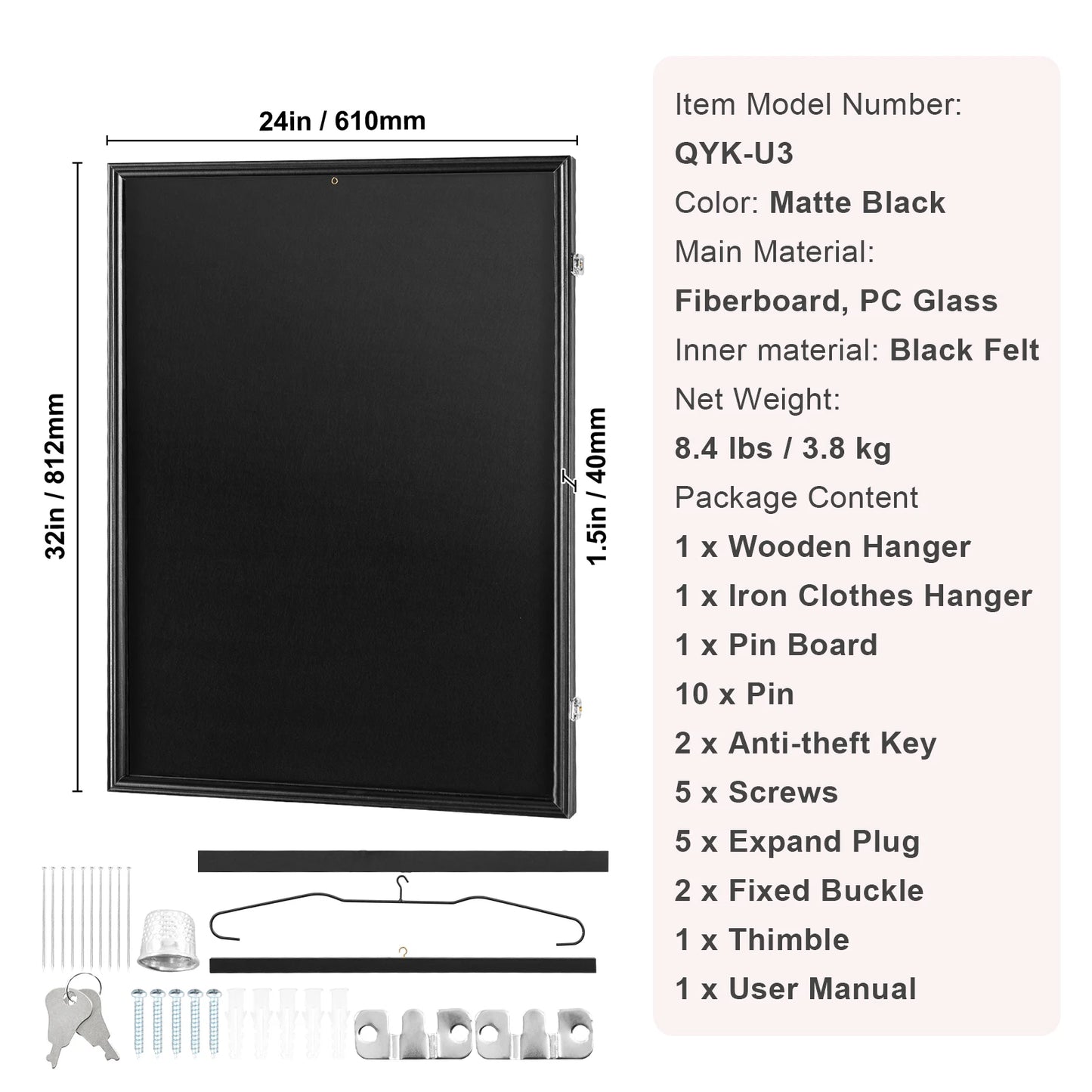SucceBuy Jersey Display Case Large Lockable UV Shadow Box