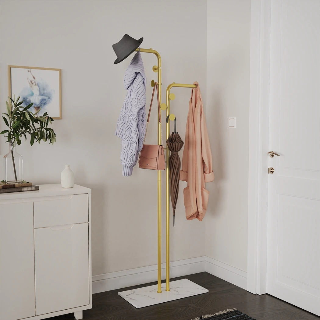 Wisfor Heavy Duty Metal Coat Rack 5 Hooks Marble Base