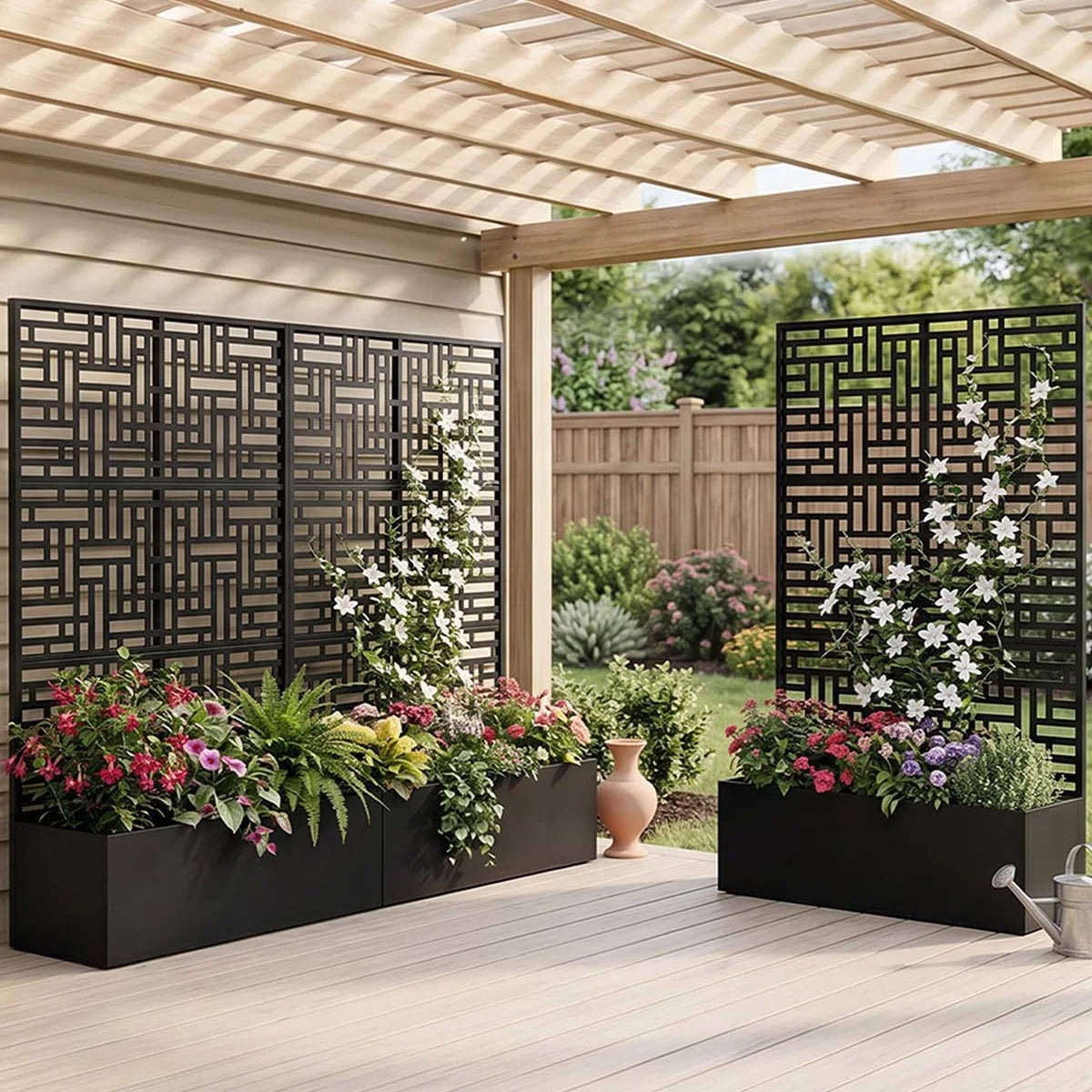 HiMISS Metal Raised Planter Box With Trellis