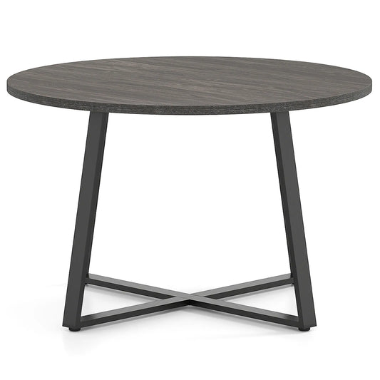 47” Round Dining Table w/ Metal Pedestal Base Stable X-shaped Base for Kitchen