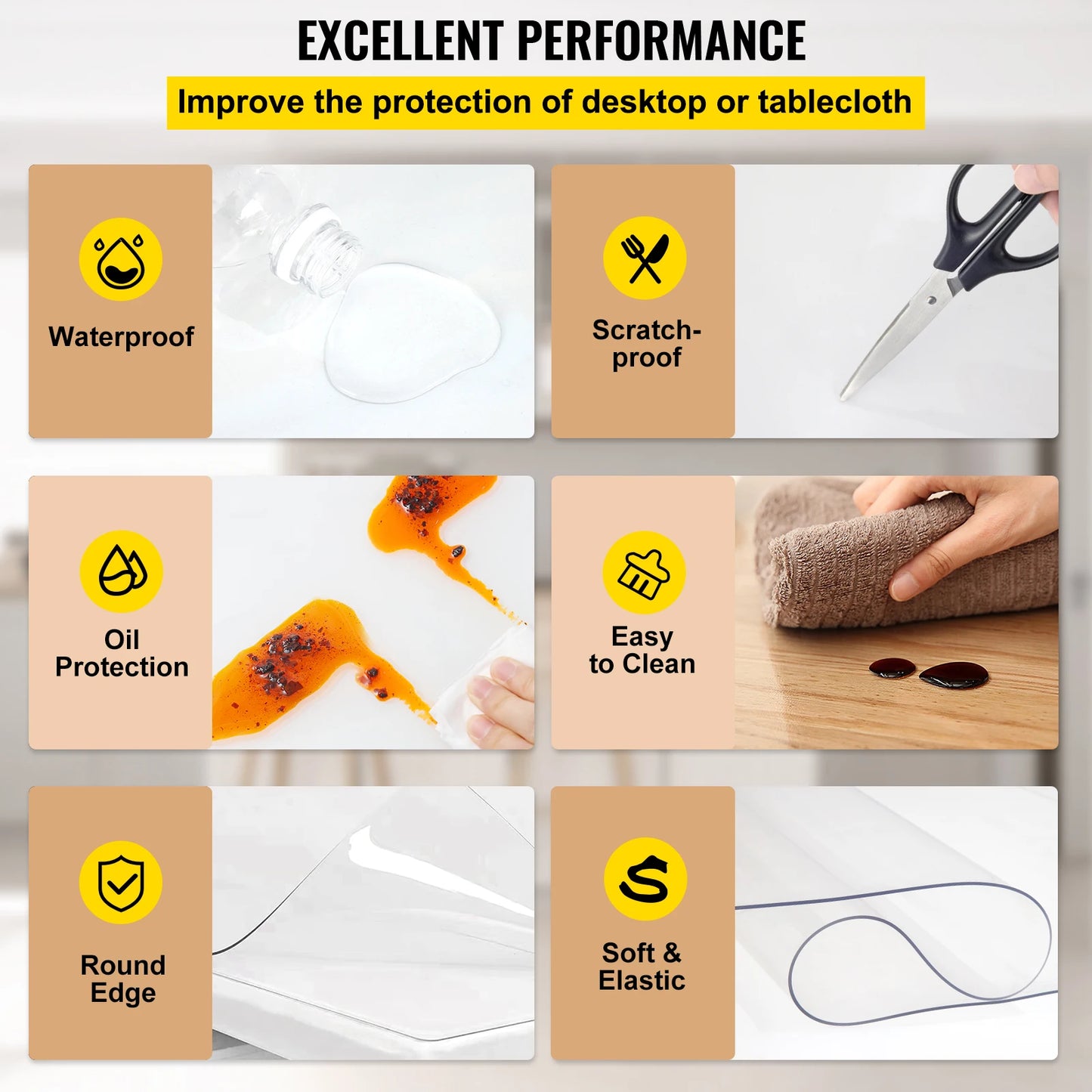 Transparent PVC Table Cloth Protector For Dining Tables
