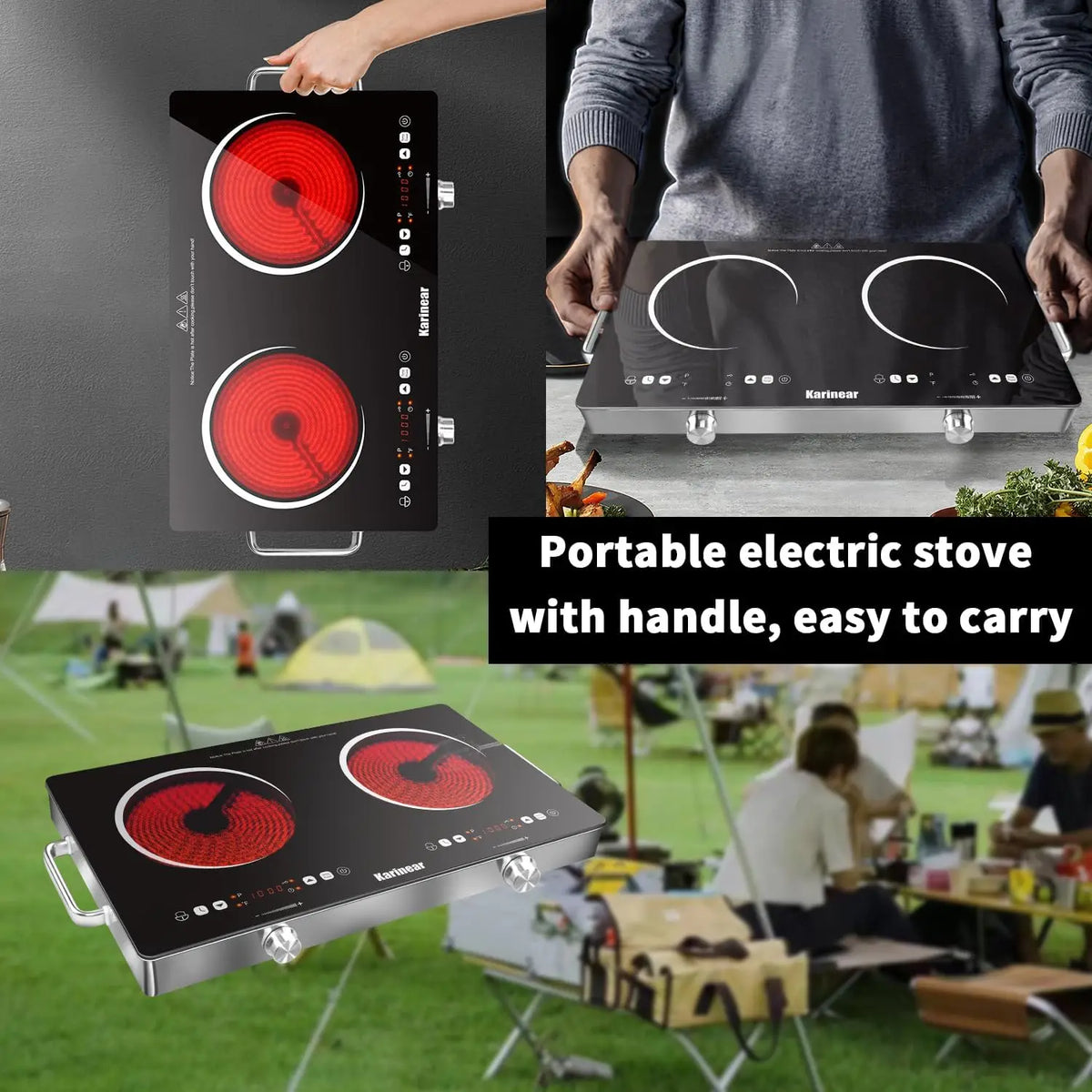 Karinear Two Zone Ceramic Electric Countertop Hob
