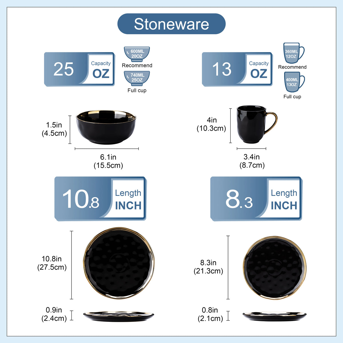 Malacasa Porcelain Dinnerware Set With Gold Trim