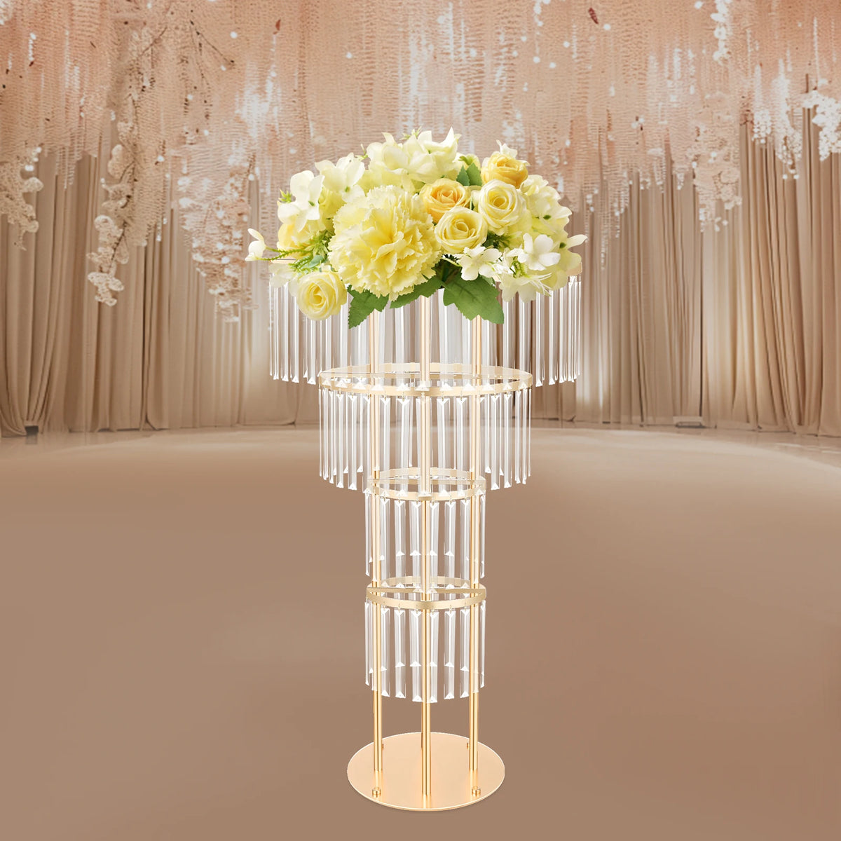 Bymaocar Crystal Flower Stand 4 Tier Wedding Centerpiece