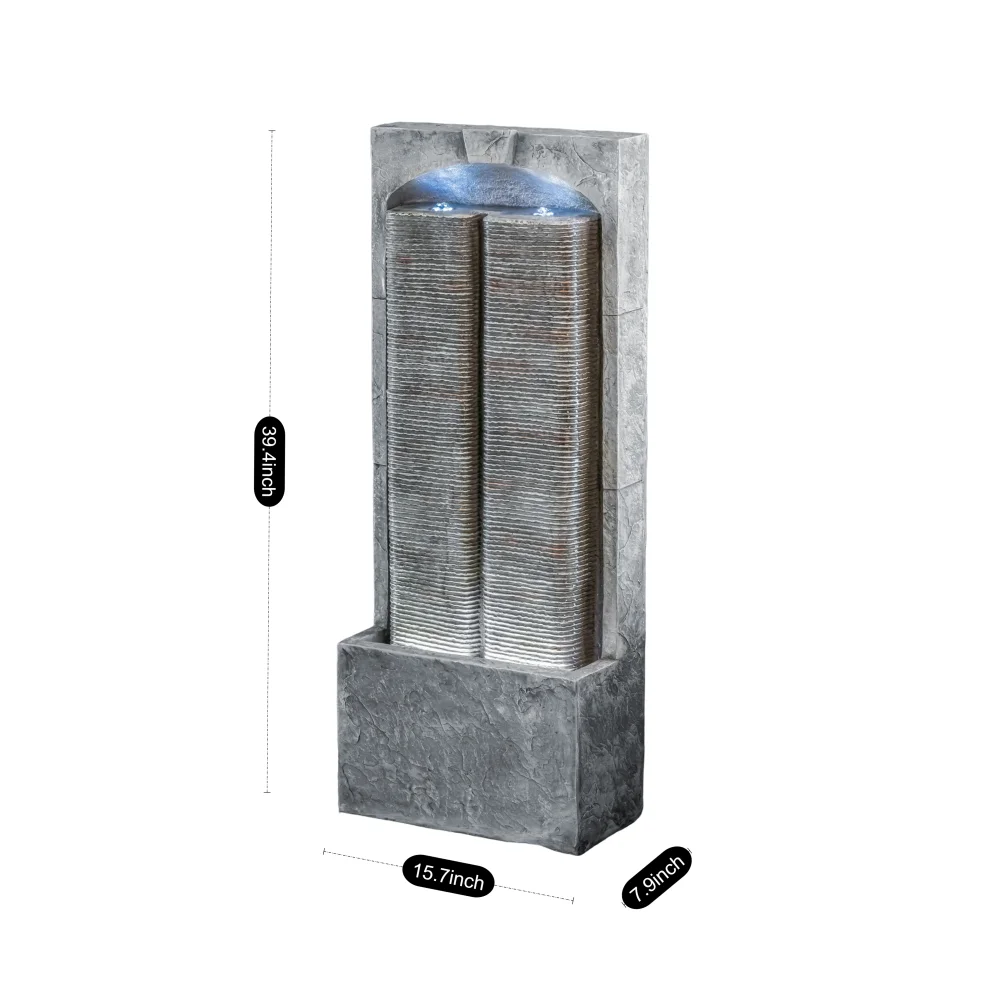Resin Outdoor Cascading Water Fountain With Led Lights
