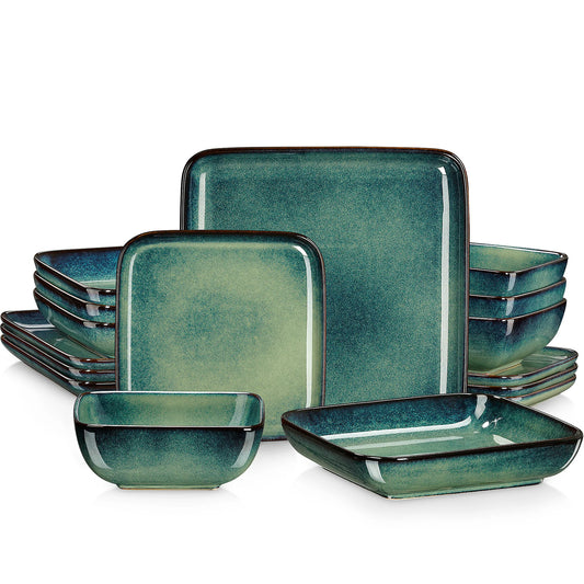 Malacasa 16 Piece Green Ceramic Dinner Set For Four