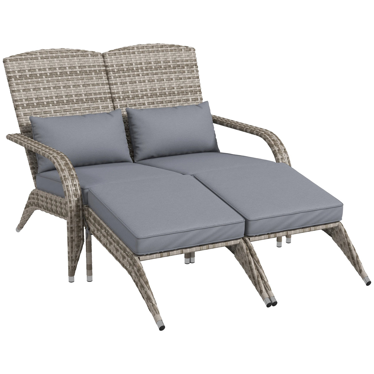 Patio Wicker Adirondack Chair with Cushion, 2-Person Fire Pit Chair