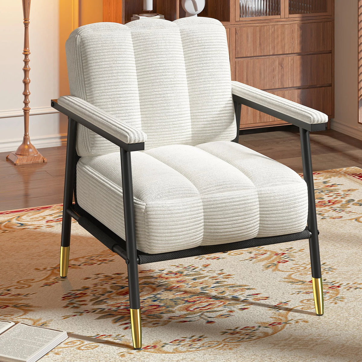 EnHomee Modern Upholstered Armchair With Metal Frame