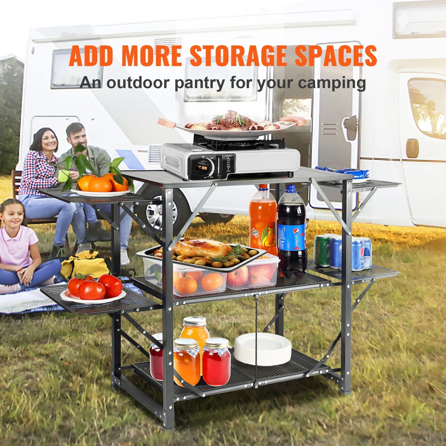 SucceBuy One-piece Folding Aluminum Camping Kitchen Cook Station
