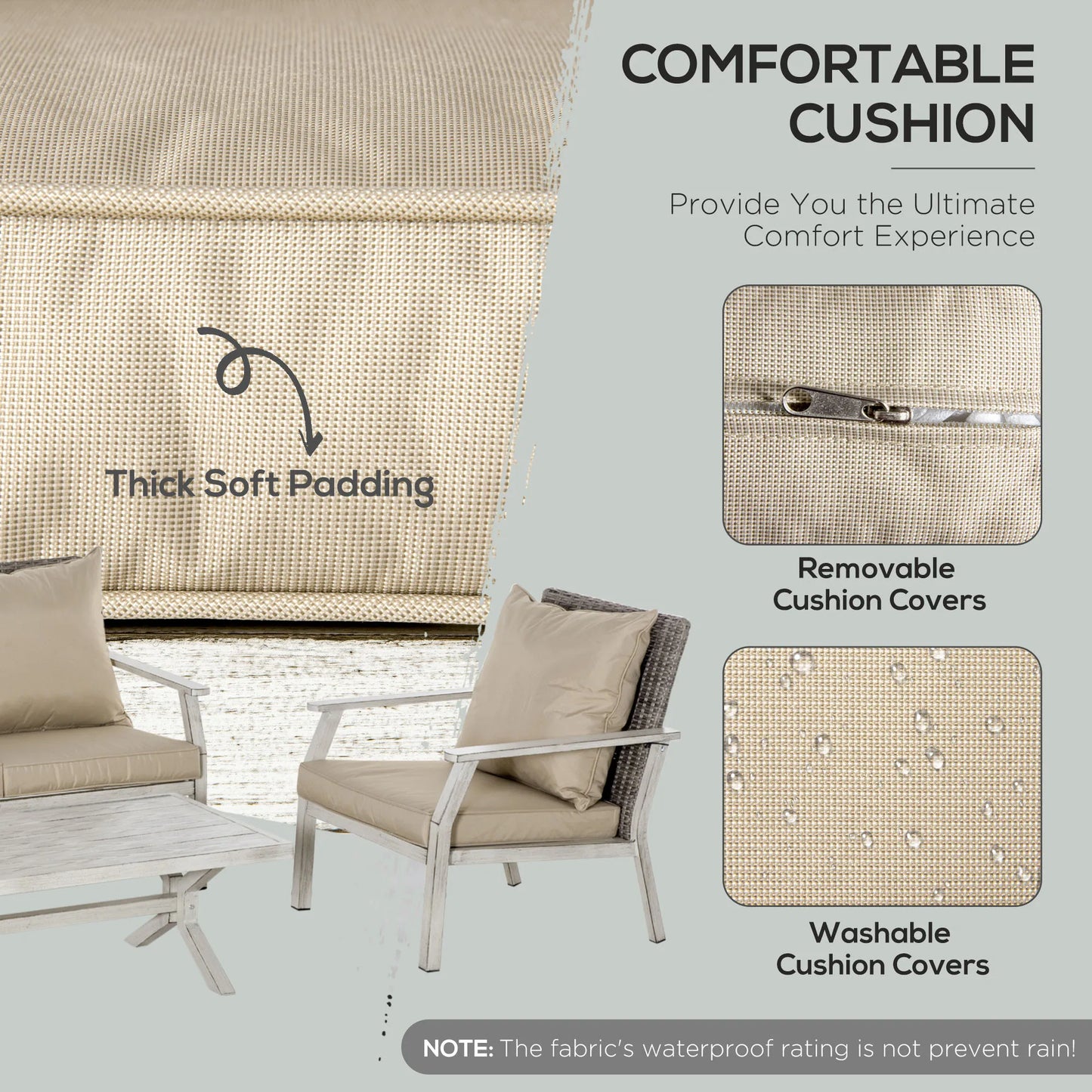 Patio Wicker Conversation Set With Coffee Table Cushions